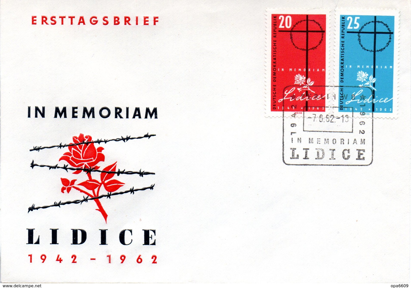 (WK2-1) DDR Schmuck-FDC "20. Jahrestag Der Zerstörung Von Lidice"  Mi.891/92 ESSt 7.6.1962 BERLIN - Sonstige & Ohne Zuordnung