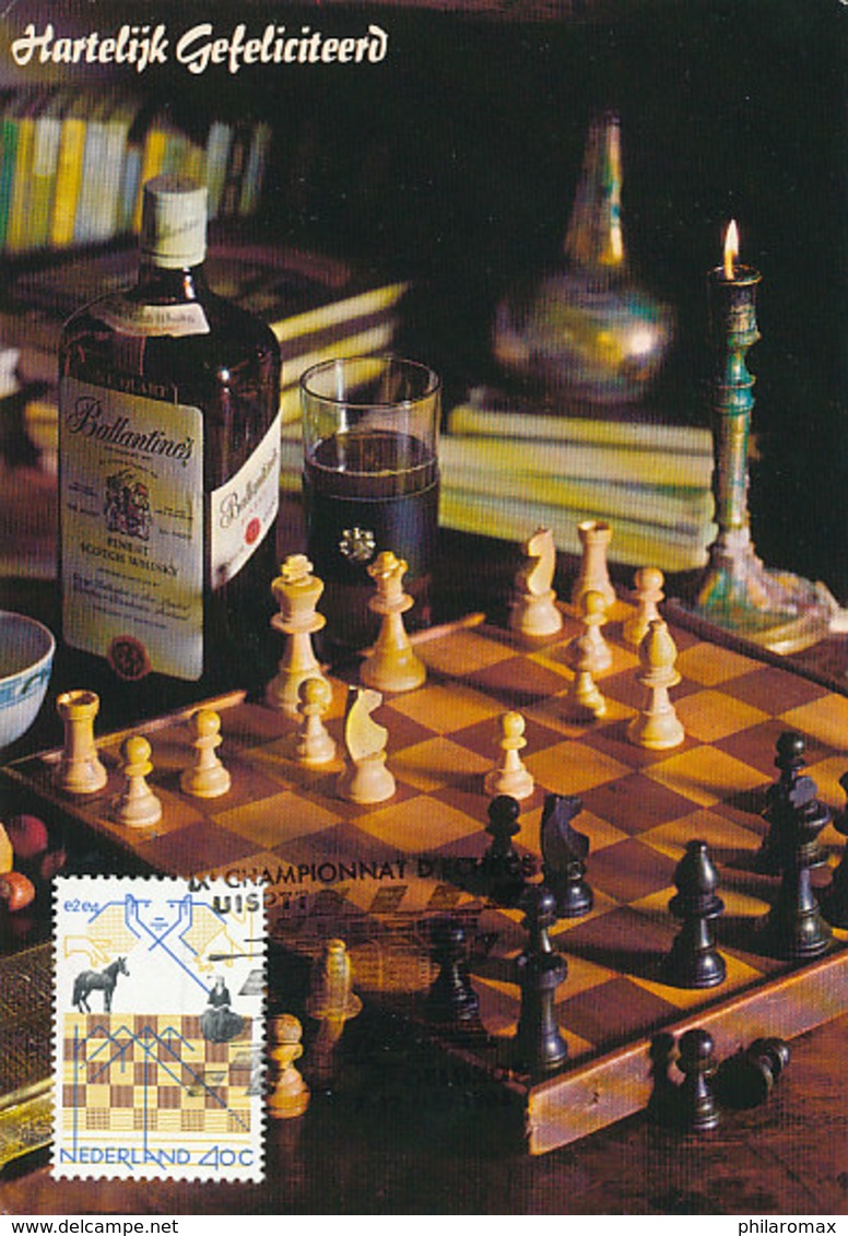 D38733 CARTE MAXIMUM CARD RR TRIPLE 1984 NETHERLANDS - CHESS SCHACH ECHECS SCHAKEN SPEC. POSTMARK CP ORIGINAL - Scacchi