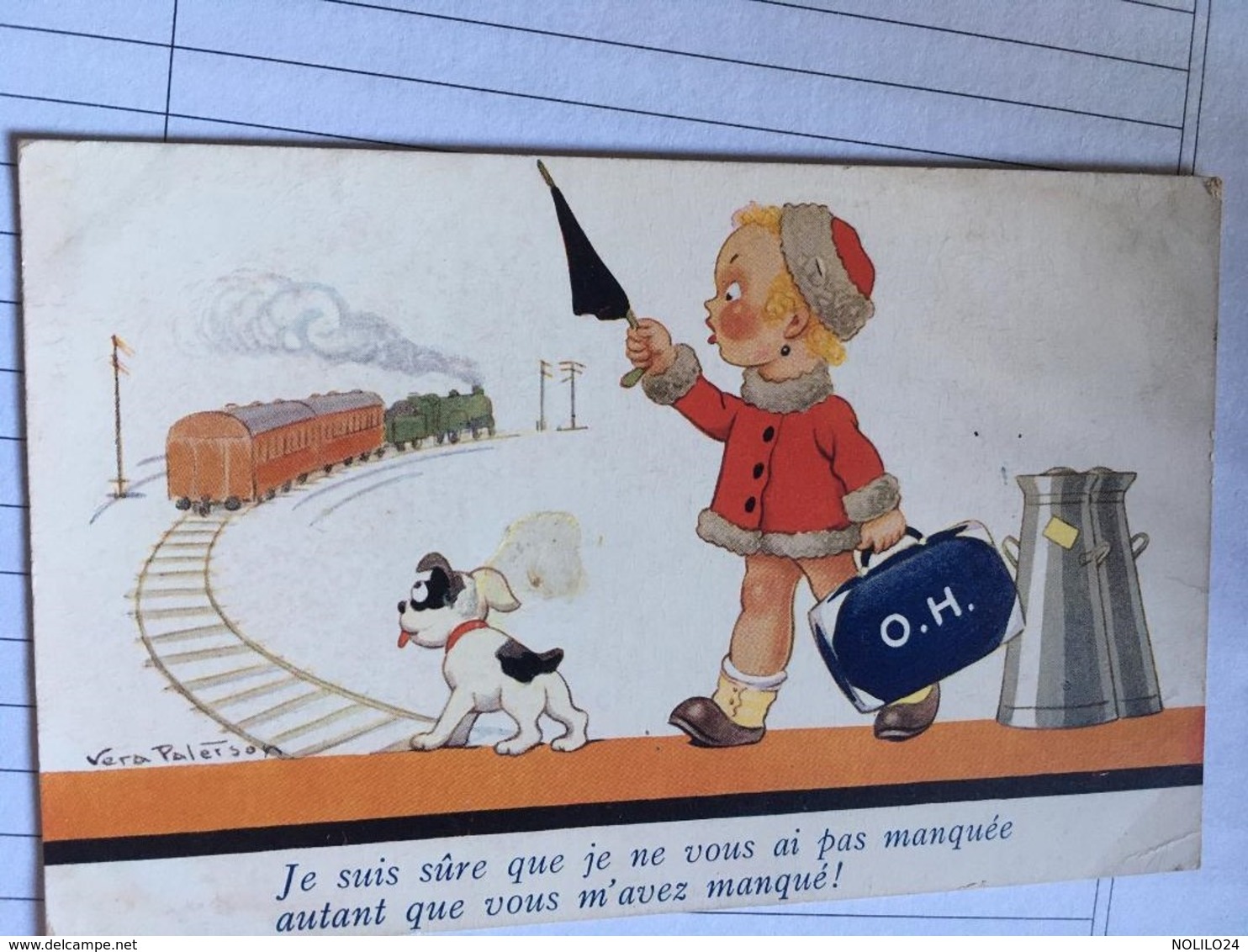 Carte, Illustrateur Véra Paterson, "je Suis Sûre Que Je Ne Vous Ai Pas Manquée..", Fille, Chien, Train..) éd Séphériades - Paterson