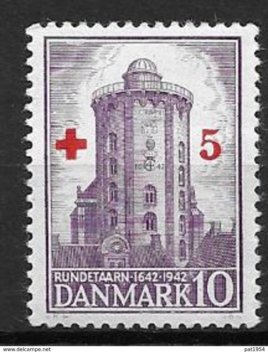 Danemark 1944 N° 293 Neuf** MNH Station Astronomique Et Météo, Surchargé Pour La Croix Rouge - Ongebruikt