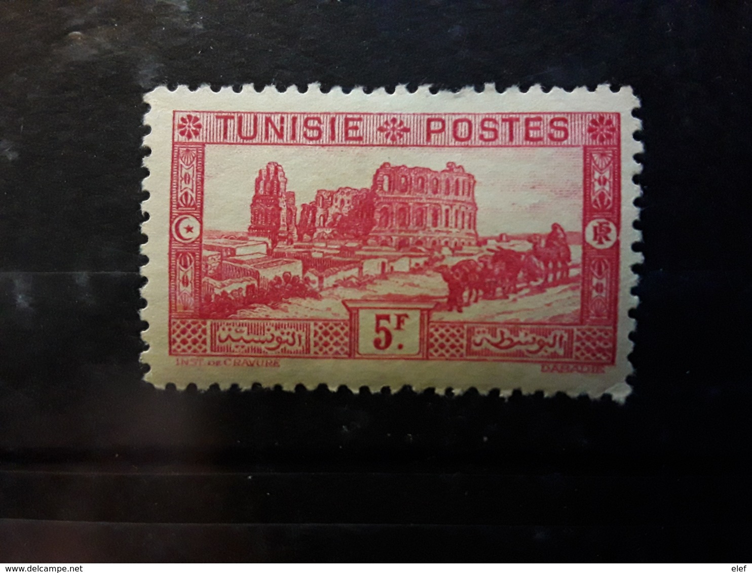 TUNISIE 1931, Amphithéâtre D' El Djem, Yvert No 178, 5 F Rose D 11 , Neuf * MH   TB Cote 30 Euros - Nuevos