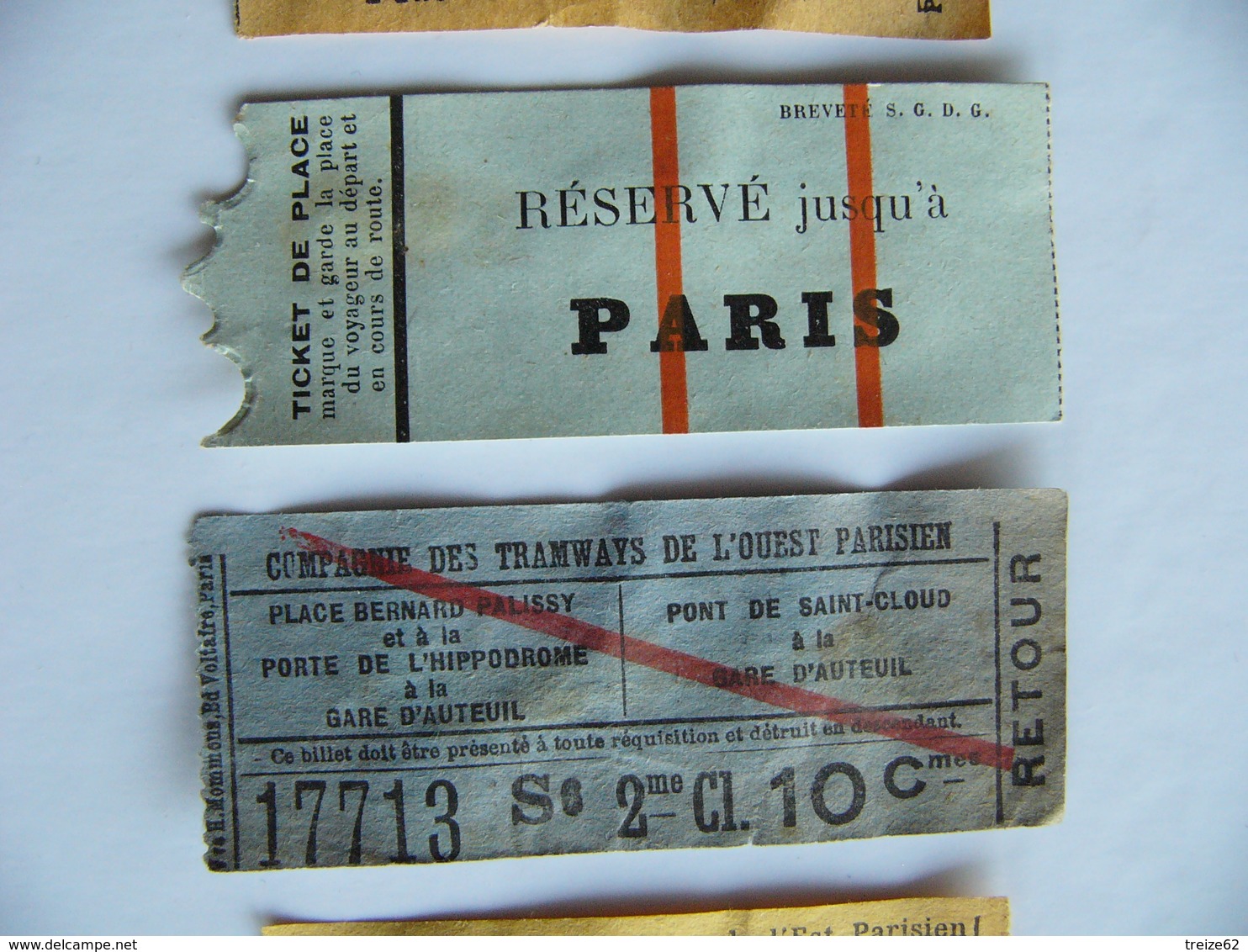 Lot 5 Tickets  Tramways Est Ouest Parisien Paris Raincy Monfermeil Compagnie Générale Des Omnibus - Europa