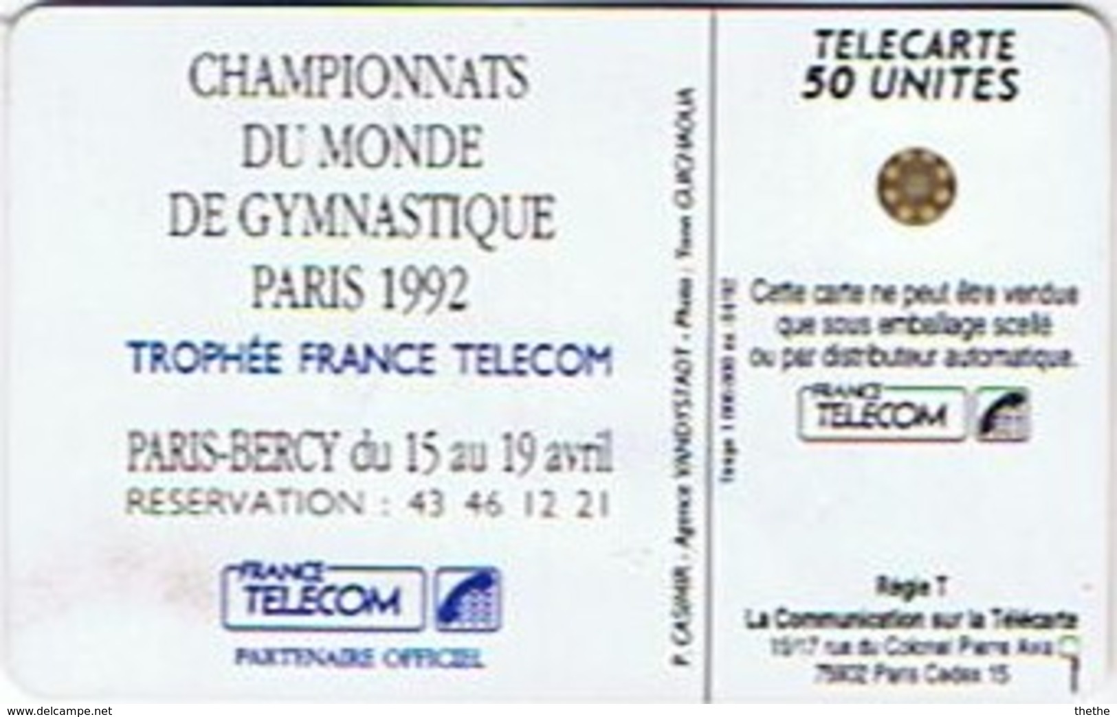 GYMNASTIQUE - CHAMPIONNATS DU MONDE DE GYMNASTIQUE PARIS 1992 - Sport