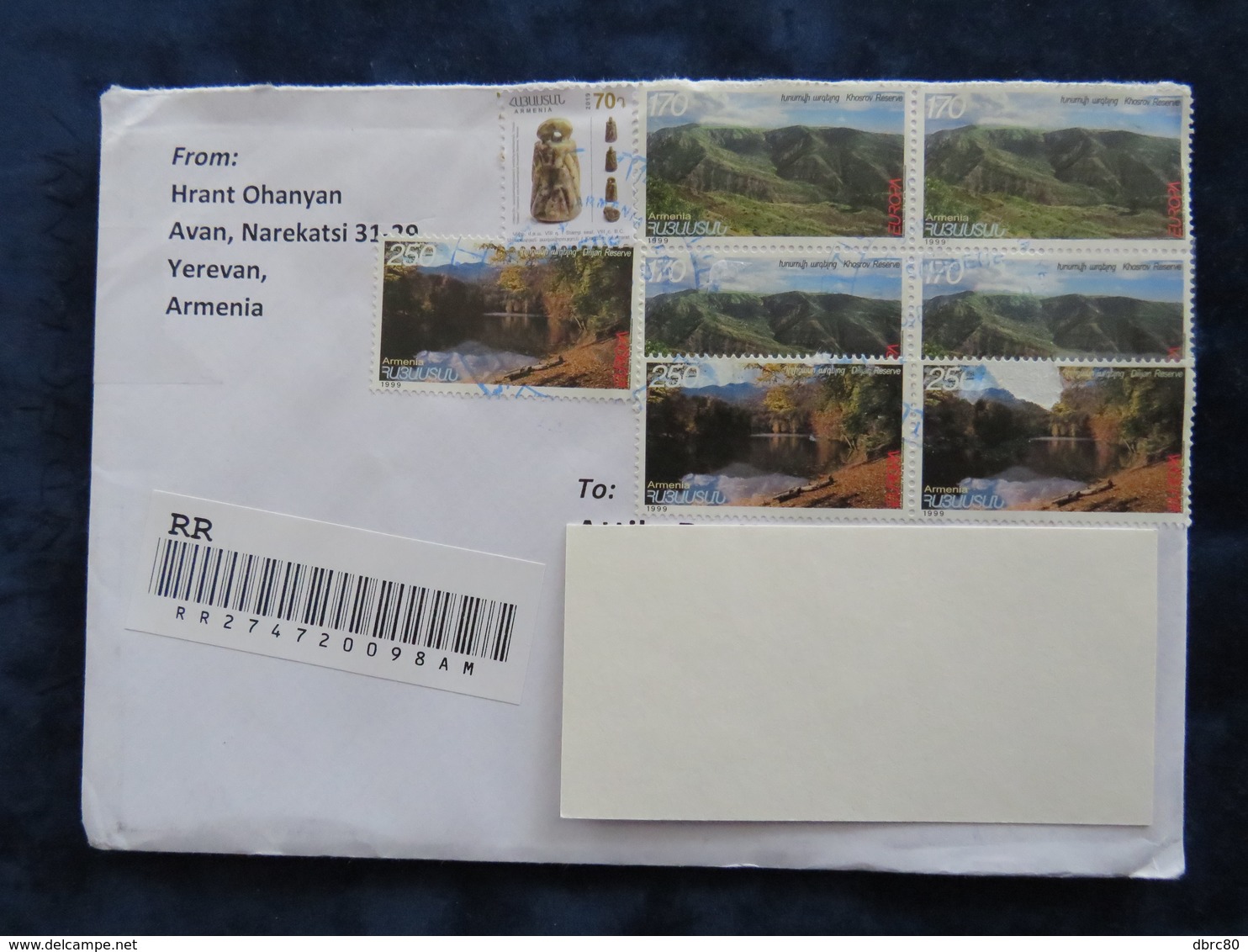 Armenia 1999, 2019 Circulater Registered Letter, Europa CEPT, Landscape, Seal, Definitives - Armenien