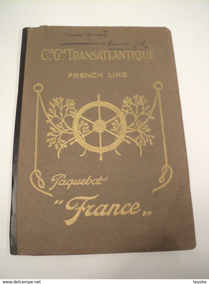 Plan Coupe Longitudinale Paquebot France Compagnie Générale Transatlantique French Line 1917 - Other & Unclassified
