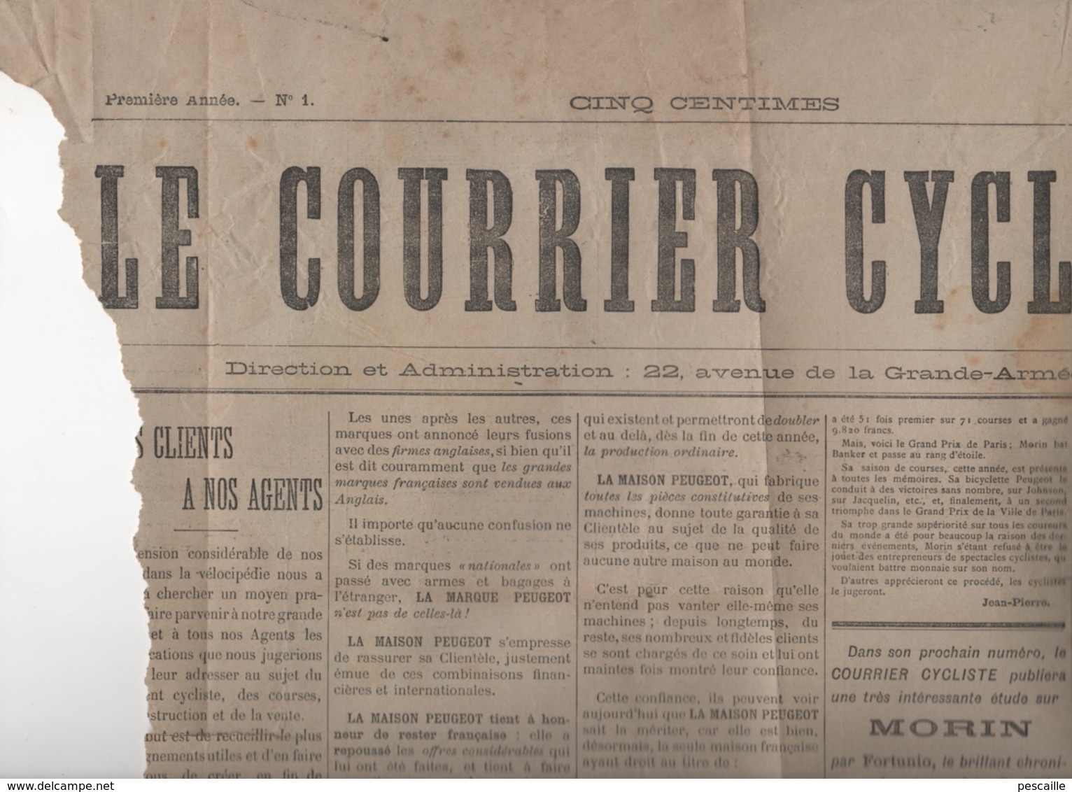 LE VELO ILLUSTRE N°1 - 01 1898 & 1ère PAGE N°1 JOURNAL LE COURRIER CYCLISTE - CORDANG - LUDOVIC MORIN - SALON DU CYCLE - Revistas - Antes 1900