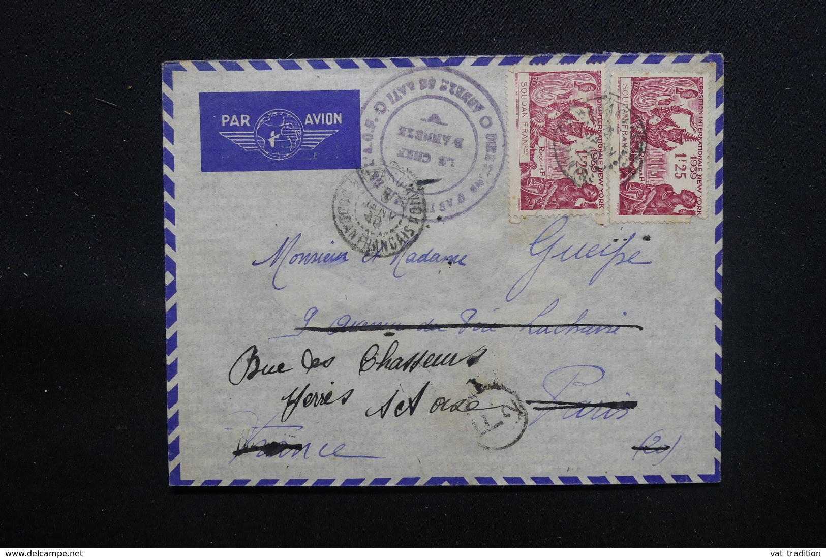 SOUDAN - Enveloppe Pour Paris En 1940 Avec Contrôle Postal, Affranchissement Plaisant - L 48610 - Lettres & Documents