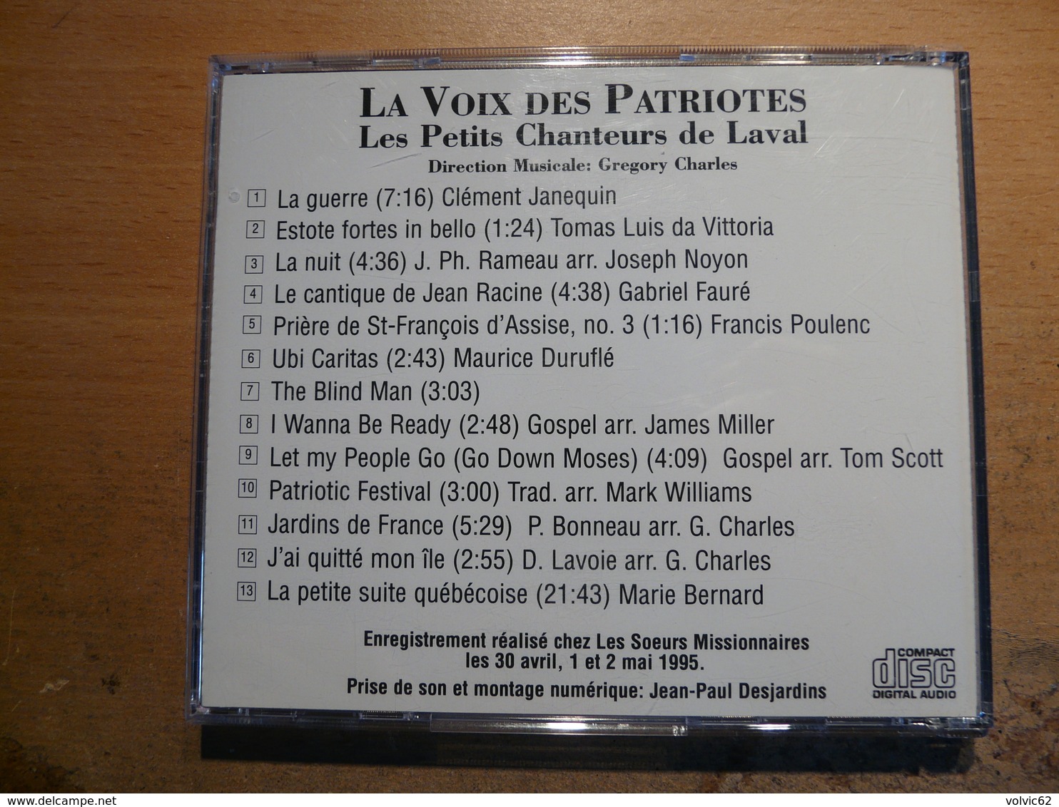 CD Les Petits Chanteurs De Laval La Voix Des Patriotes Direction Musicale Grégory Charles - Religion & Gospel