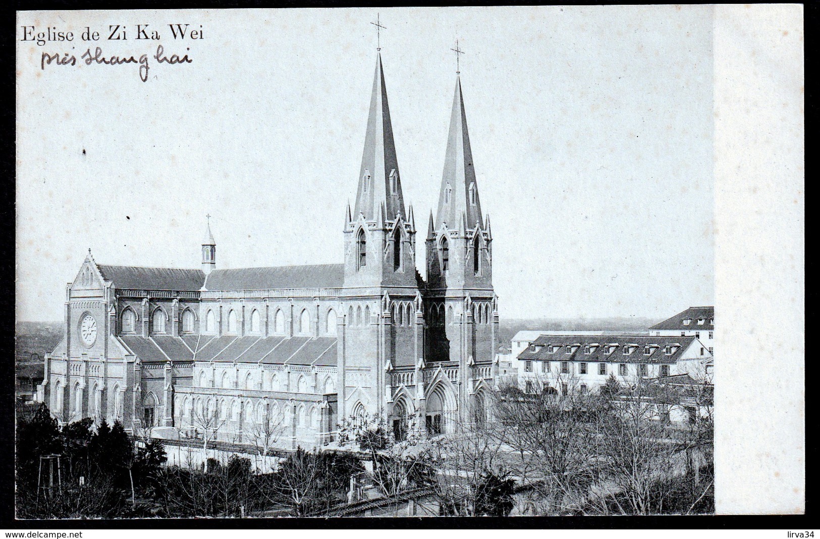 RARE CPA ANCIENNE CHINE- ZI-KA-WEI PRES DE SHANGHAÏ- L'EGLISE EN  HIVER- TRES GROS PLAN- - China