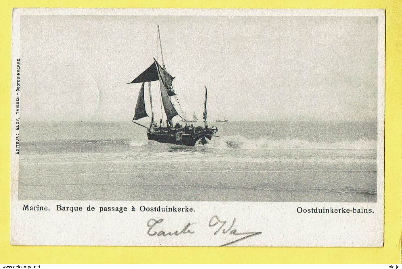 * Oostduinkerke (Kust - Littoral) * (Editeur Eloy Thieren) Marine, Barque De Passage, Bateau, Plage, Beacht, Strand, TOP - Oostduinkerke