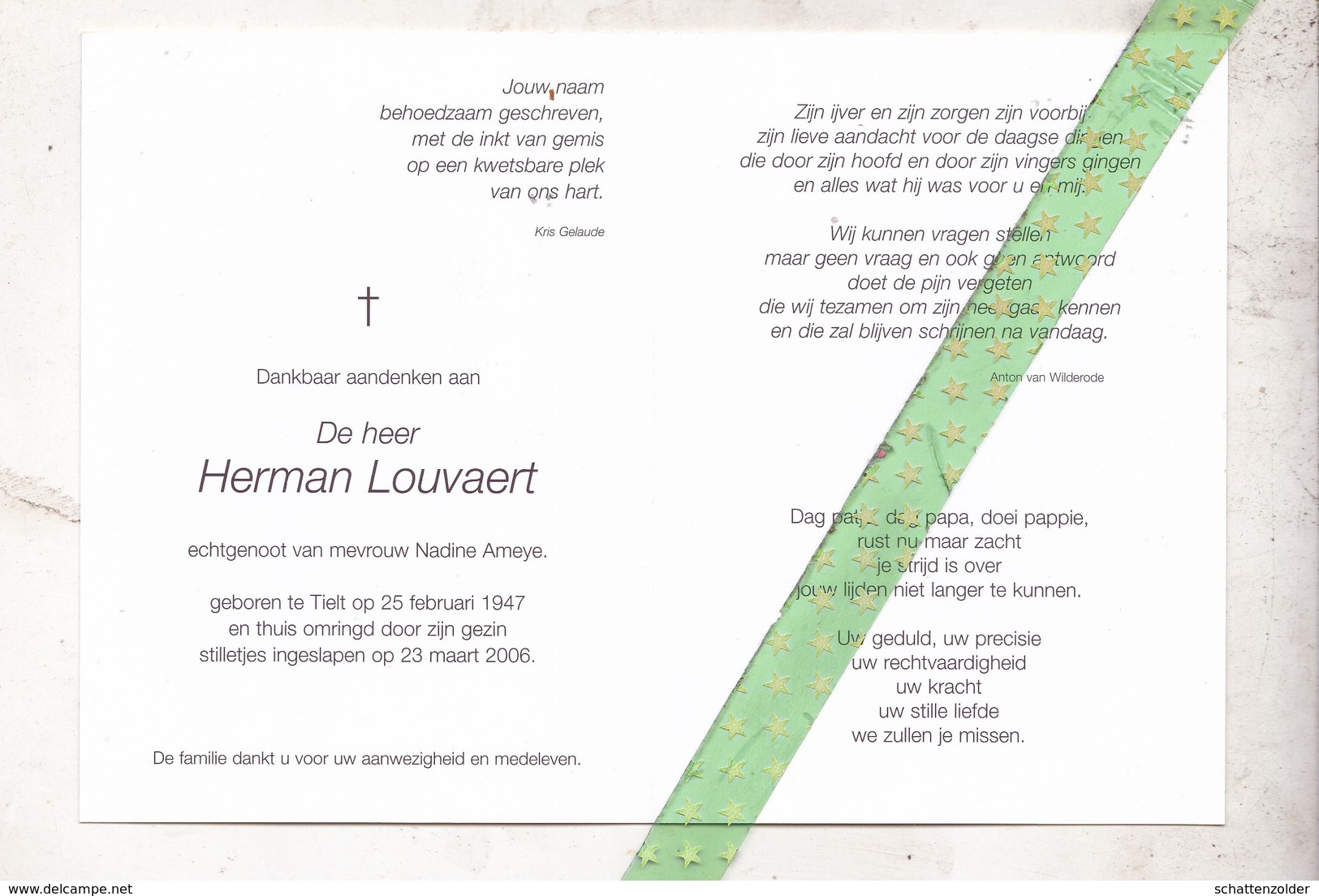 Herman Louvaert-Ameye, Tielt 1947, 2006 - Décès