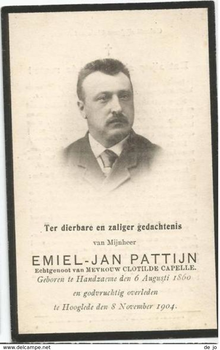 PATTIJN Emiel - JAN °1860 Handzame +1904 Hooglede E. Capelle Doodsprentje Image Mortuaire Immaginetta Funeral Card - Godsdienst & Esoterisme