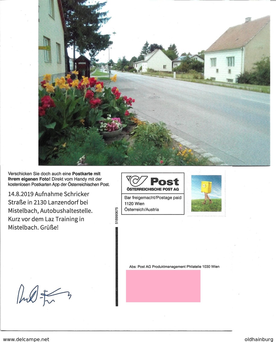 1540p: Privatganzsache AK Postkarten-App: A- 2130 Lanzendorf Bei Mistelbach, Ortsansicht - Mistelbach