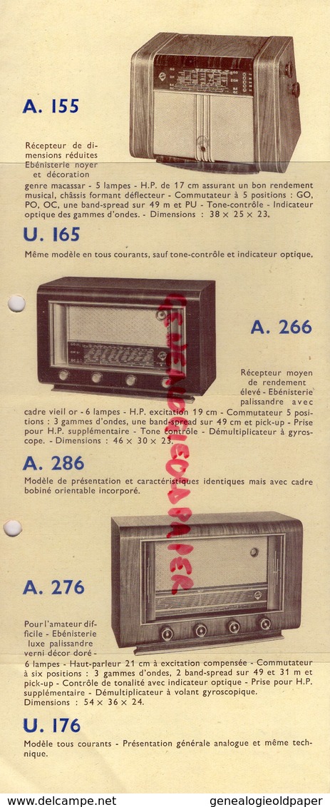 75- PARIS- RARE CATALOGUE + LETTRE + TARIF ET PUB RADIO POINT BLEU- TSF- RECEPTEUR 22 AVENUE DE VILLIERS- 1953 - Artesanos