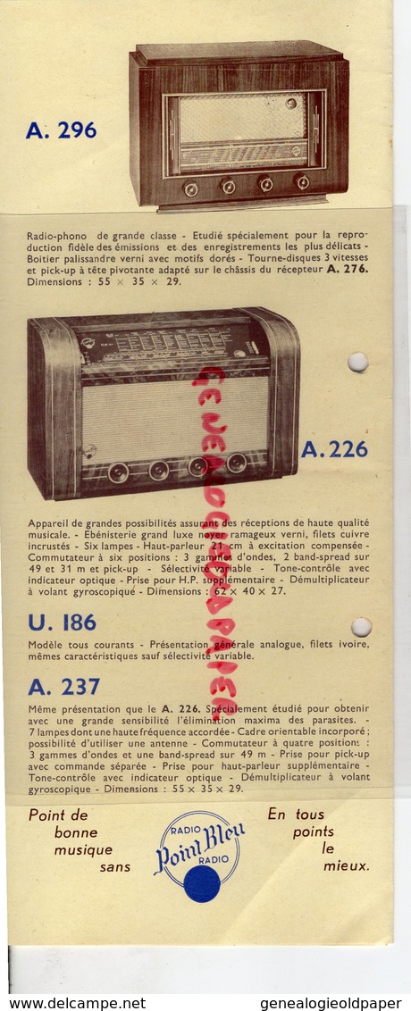75- PARIS- RARE CATALOGUE + LETTRE + TARIF ET PUB RADIO POINT BLEU- TSF- RECEPTEUR 22 AVENUE DE VILLIERS- 1953 - Ambachten