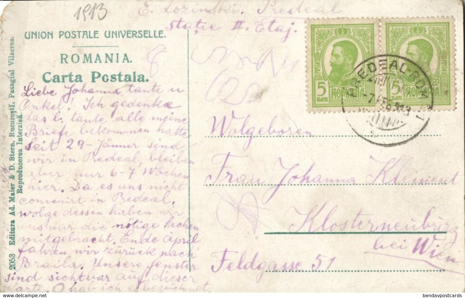 Romania, PREDEAL, Brașov County, Vedere Din Dosul Gări (1913) Postcard - Roemenië