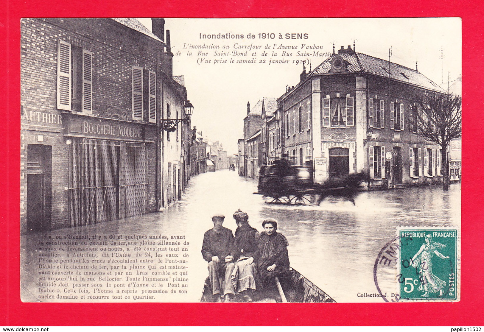 F-89-Sens-19A62   Inondations De 1910, Carrefour De L'avenue Vauban, De La Rue Saint Bond Et De La Rue Saint Martin, Cpa - Sens