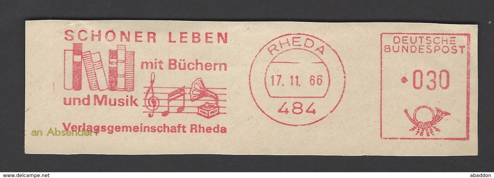 BRD AFS - RHEDA, Schöner Leben Mit Büchern Und Musik - Verlagsgemeinschaft Rheda 1966 - Machines à Affranchir (EMA)