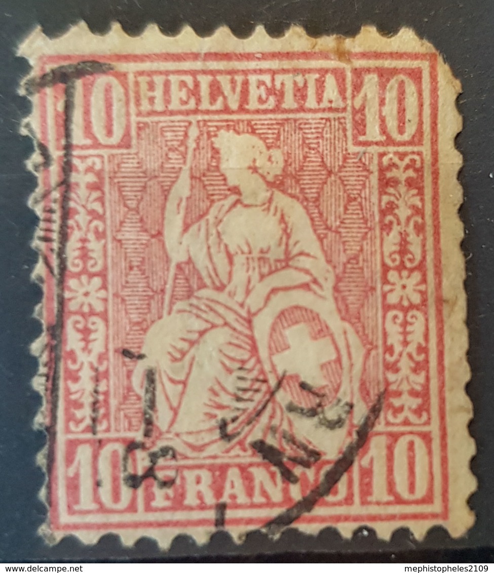 SWITZERLAND 1867/78 - Canceled - Sc# 53 - 10r - Damaged On Upper Right Corner! - Gebruikt