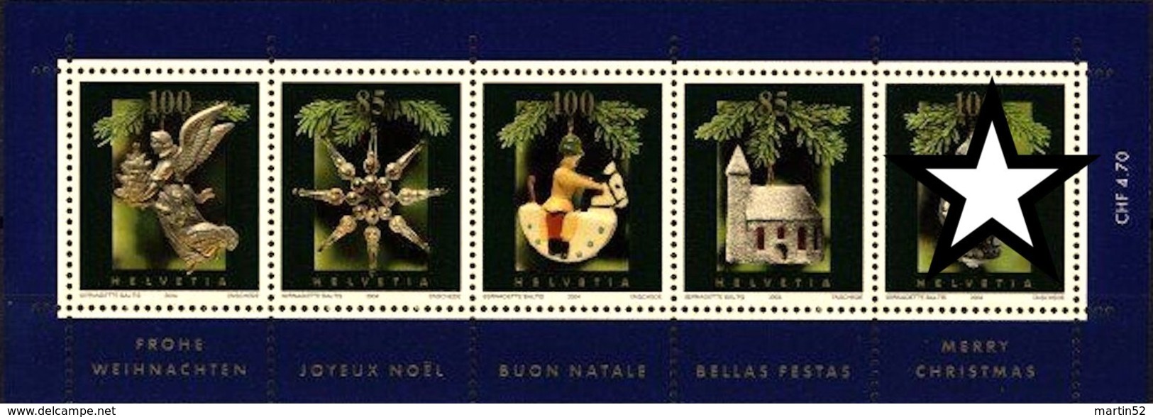 Schweiz Suisse 2004: Décoration De Noel   Für "rjrijks" Zu-No. Z152+Z157+Z158 Aus Zu 1146 Mi Block 37 Yv BF 37 ** MNH - Zusammendrucke