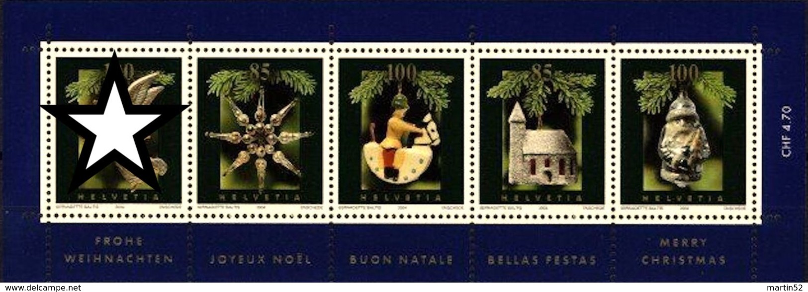 Schweiz Suisse 2004: Décoration De Noel   Für "rjrijks" Zu-No. Z152+Z157+Z158 Aus Zu 1146 Mi Block 37 Yv BF 37 ** MNH - Zusammendrucke