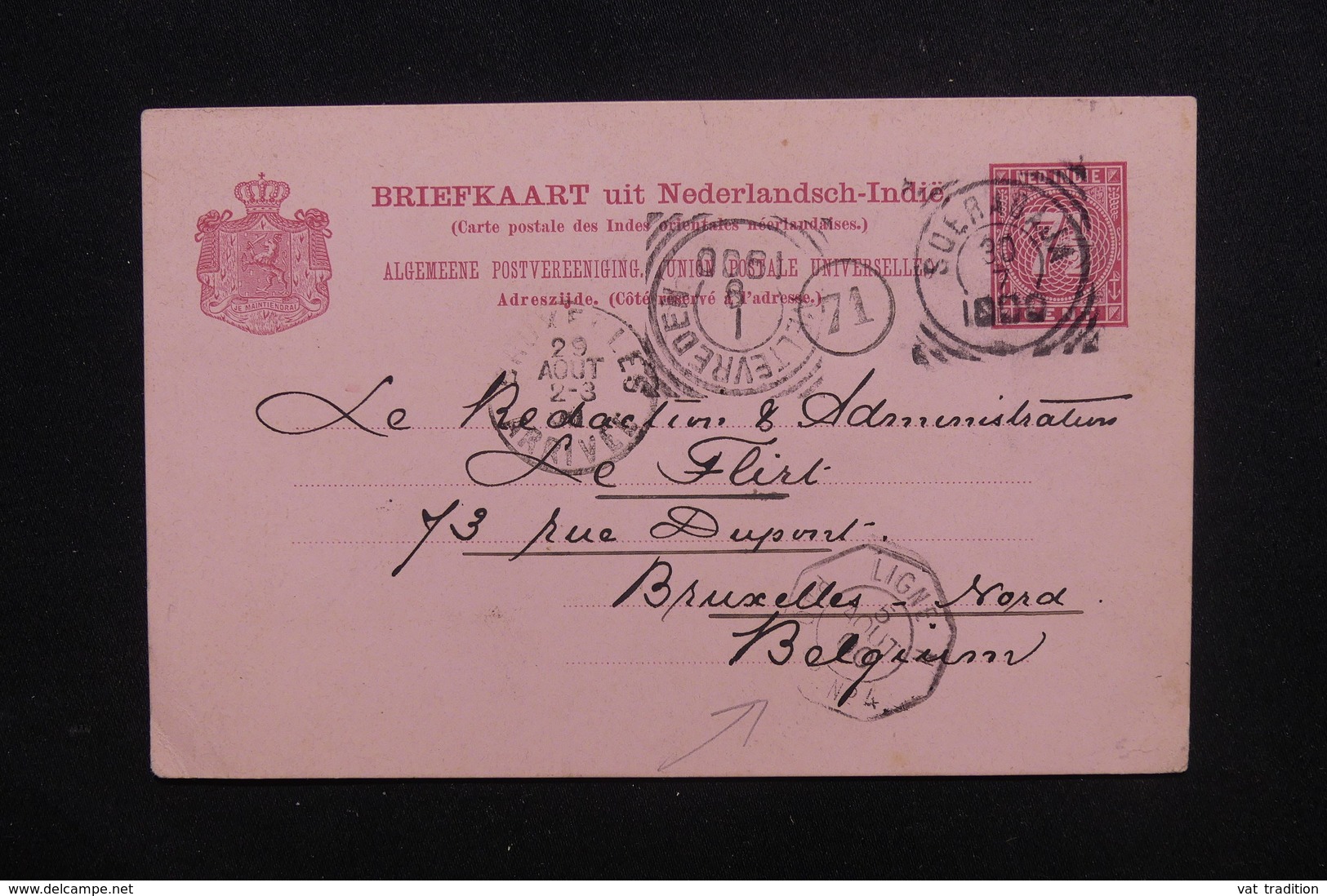 INDES NÉERLANDAISES - Entier Postal De Soerabaja Pour La Belgique En 1900, Cachet De Ligne Maritime - L 48634 - Niederländisch-Indien