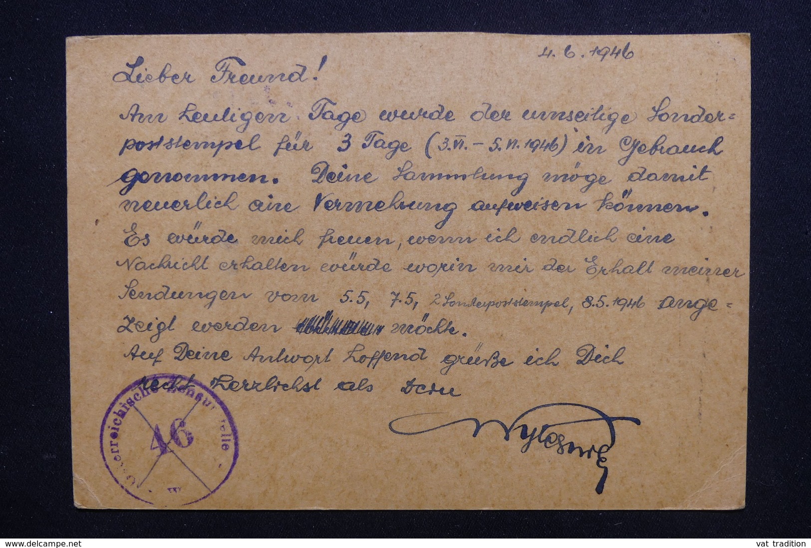 AUTRICHE - Carte De Correspondance De Wien Pour L 'Allemagne Et Retour En 1946  Avec Contrôle Postal - L 48641 - Cartas & Documentos