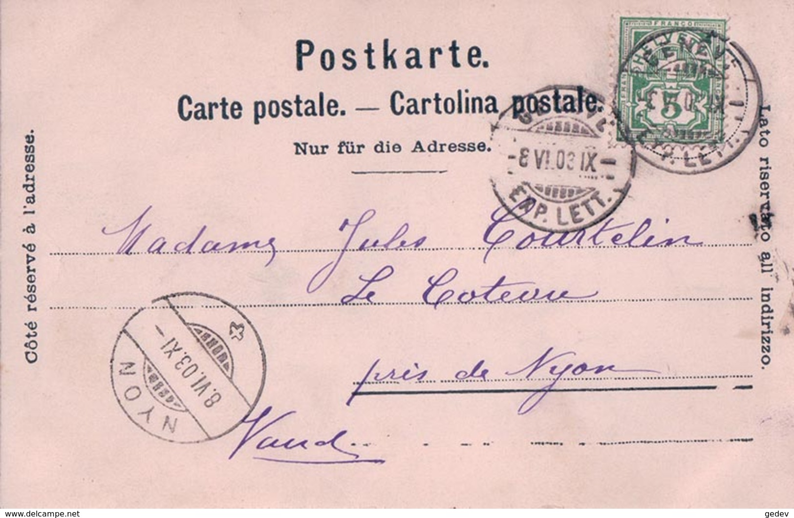 Genève, Passage De La Capite, Café Bovard, Chemin De Fer, Train à Vapeur (8.6.1903) - Genève