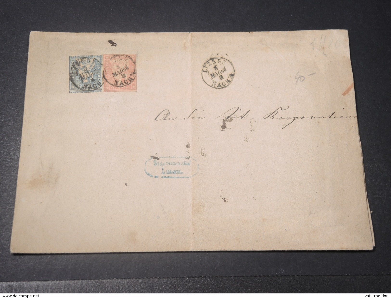 SUISSE - Affranchissement Helvetia Non Dentelés Bicolore Sur Enveloppe -  L 11537 - Lettres & Documents