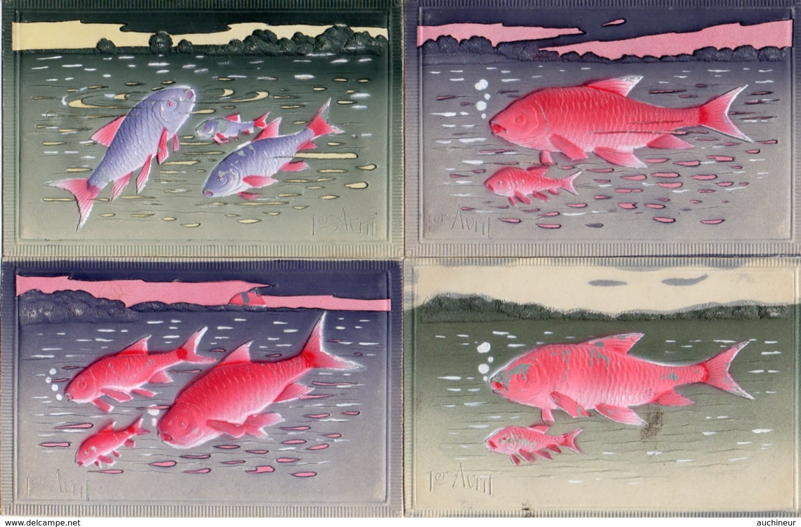 1er Avril 144, Poisson En Relief Decor X 4 - 1° Aprile (pesce Di Aprile)