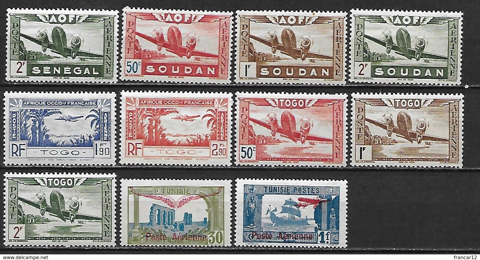 Colonies Françaises D'Afrique 1926-1945  Poste Et Poste  Aérienne 51 Timbres **  (MNH) - Côte Maury : 46 Eur - Otros - África