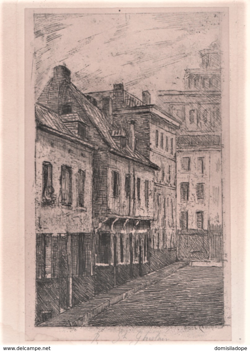 Abel Taburiaux 1865/ ? Dessin à L'encre +- 1885 Rue St Ghislain 1000 Bruxelles ( 10,02 Cm / 16.03 Cm ) - Stiche & Gravuren