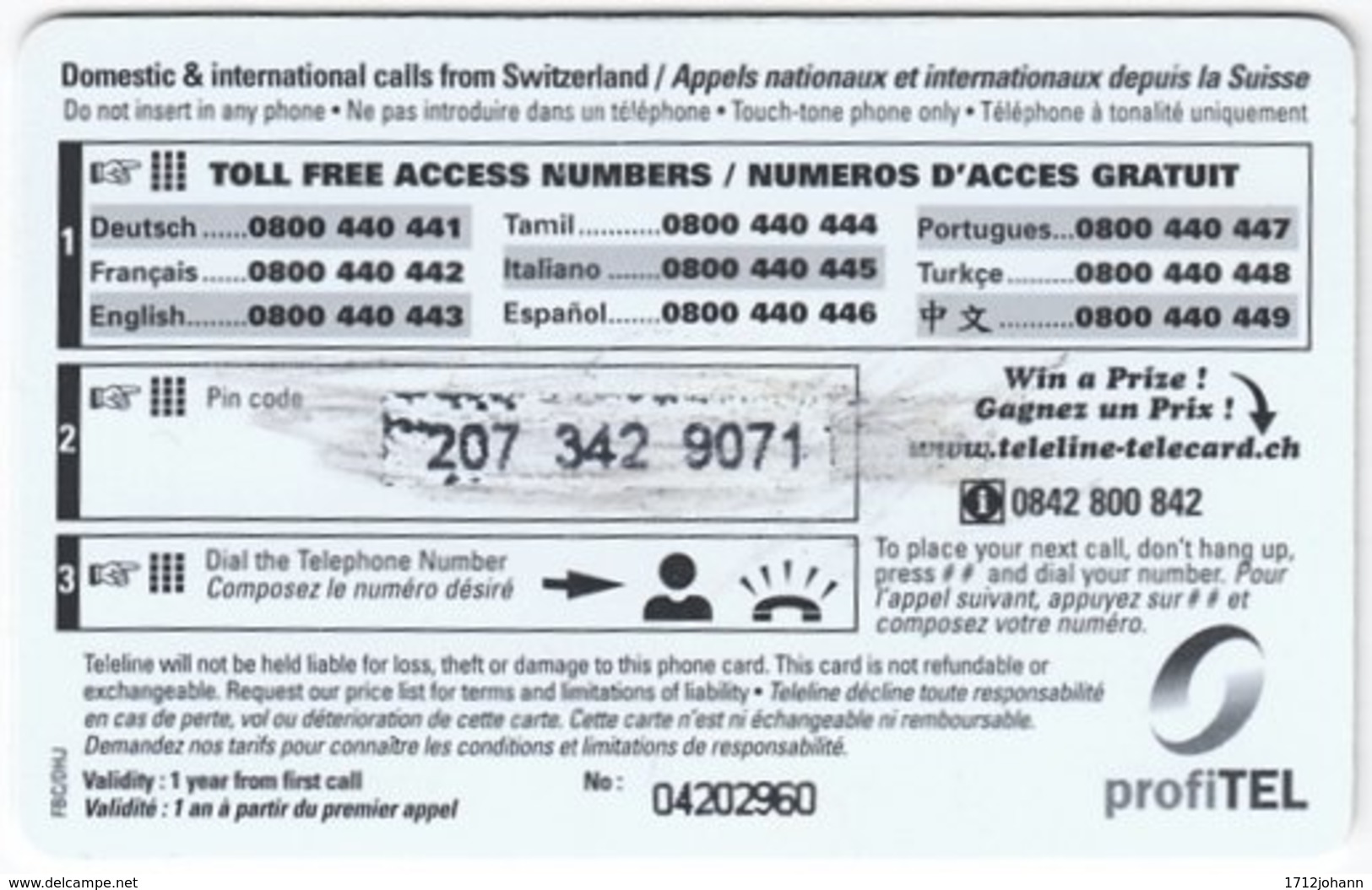 SWITZERLAND D-127 Prepaid Teleline - Landscape, Winter - Used - Schweiz