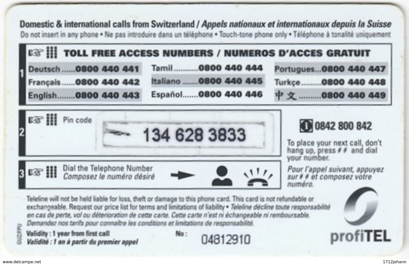 SWITZERLAND D-113 Prepaid Teleline - Landscape, Mountains - Used - Zwitserland