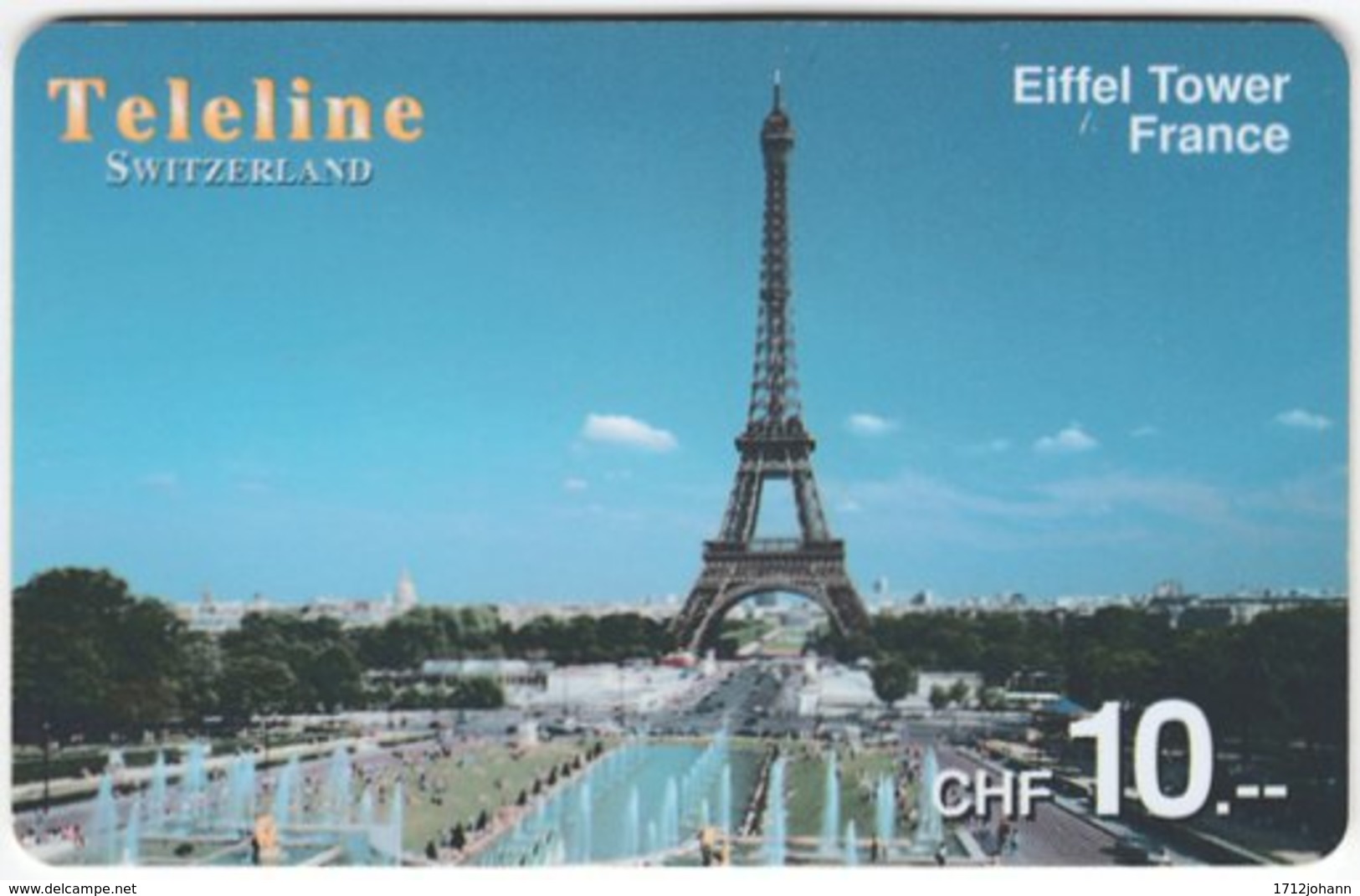 SWITZERLAND D-108 Prepaid Teleline - Landmark, Eiffel Tower - Used - Suisse