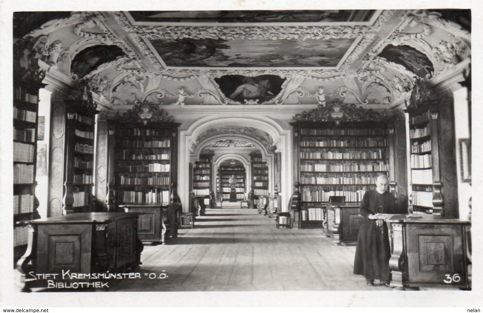 STIFT KREMSMUNSTER-BIBLIOTHEK-1933-REAL PHOTO - Kremsmünster