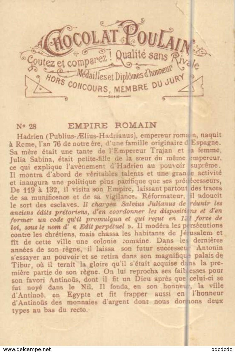 CHROMO  CHOCOLAT POULAIN  Histoire Generale Des Monnaies EMPIRE ROMAINGaiffrée RV - Poulain