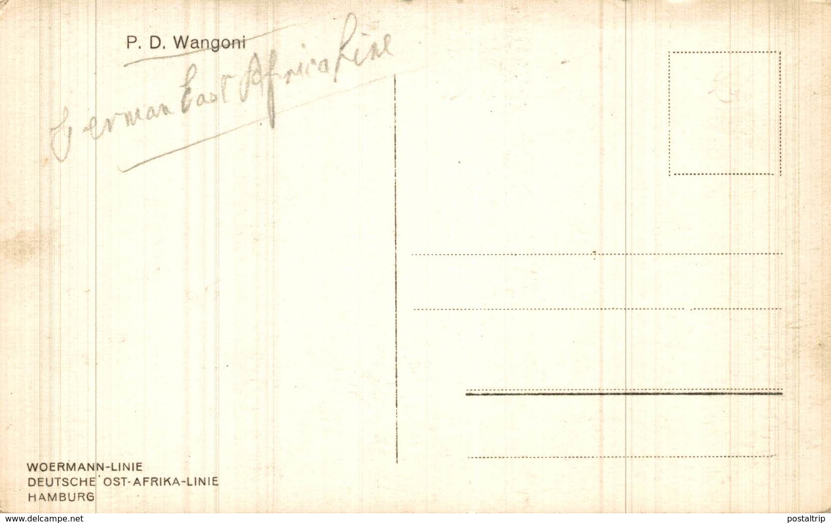 Dampfer Wangoni GERMAN EAST AFRICA LINE DEUTSCHE OST AFRIKA LINIE - Paquebote