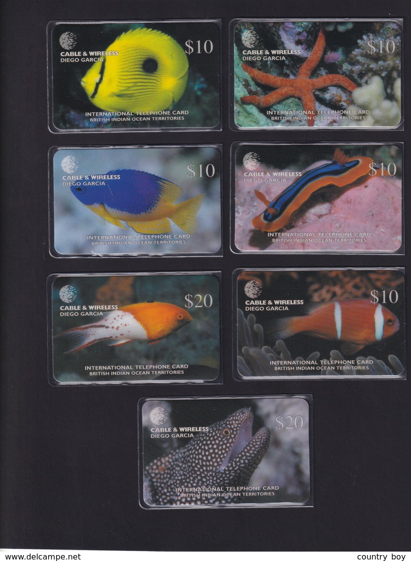 DIEGO GARCIA , DGA-R-63-69 , 1st MARINE LIFE  SET ,  7 Cards , MINT / UNUSED , CONTROL NUMBERS 00018 - Diego-Garcia