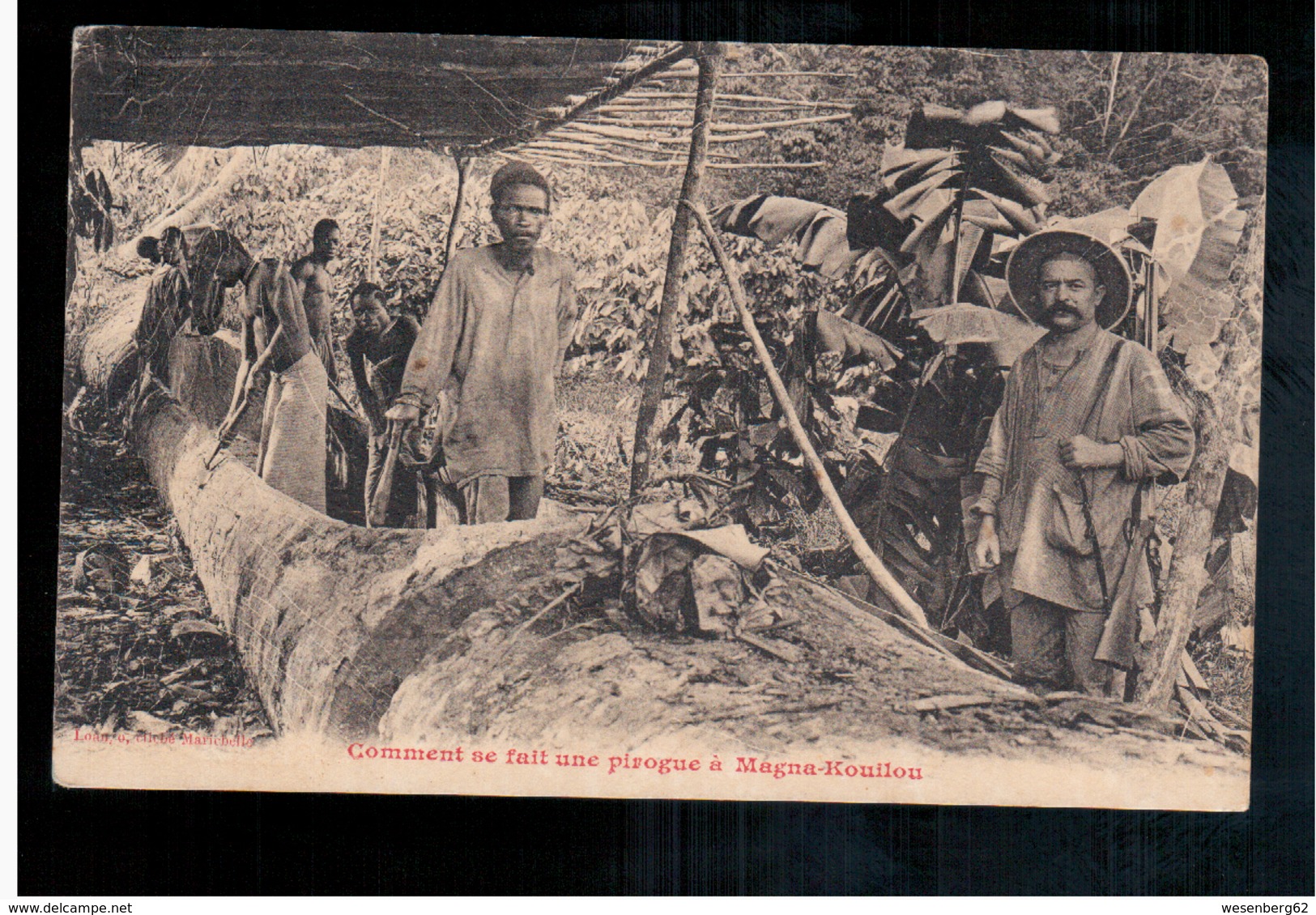 Congo Français   Comment Se Fait Une Pirogue à Magna Kouilou Ca 1910 Old Postcard - Congo Francés