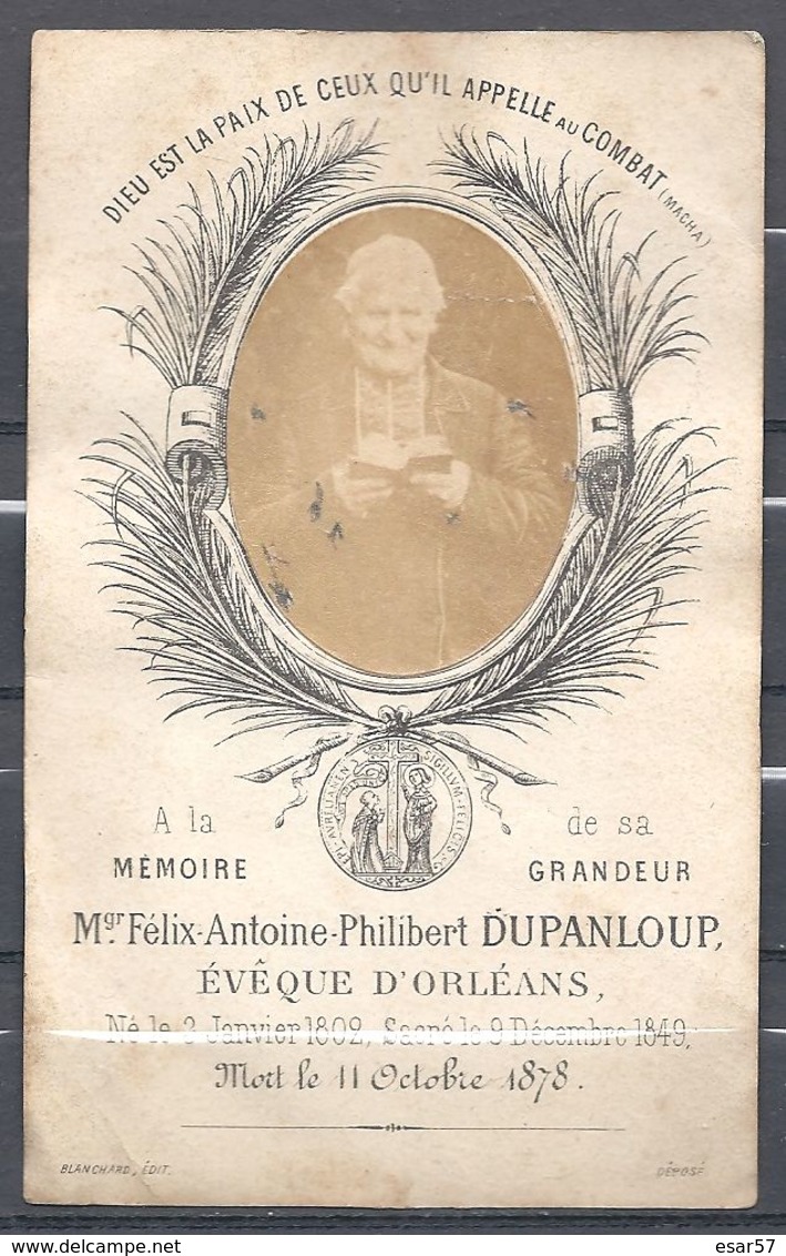 DP Monseigneur Félix Antoine Philibert DUPANLOUP Evêque D'Orléans Né En 1802 Et Décédé Le 11 Octobre 1878 - Imágenes Religiosas