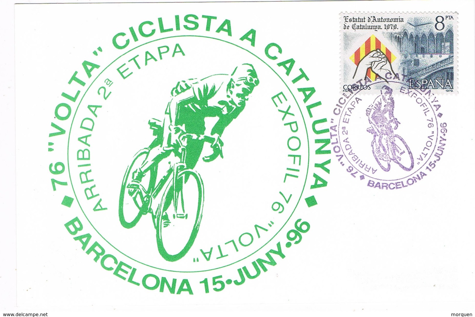 34865. Tarjeta BARCELONA 1996. 76 Volta Ciclista Catalunya, 2ª Etapa Ciclismo - Cartas & Documentos