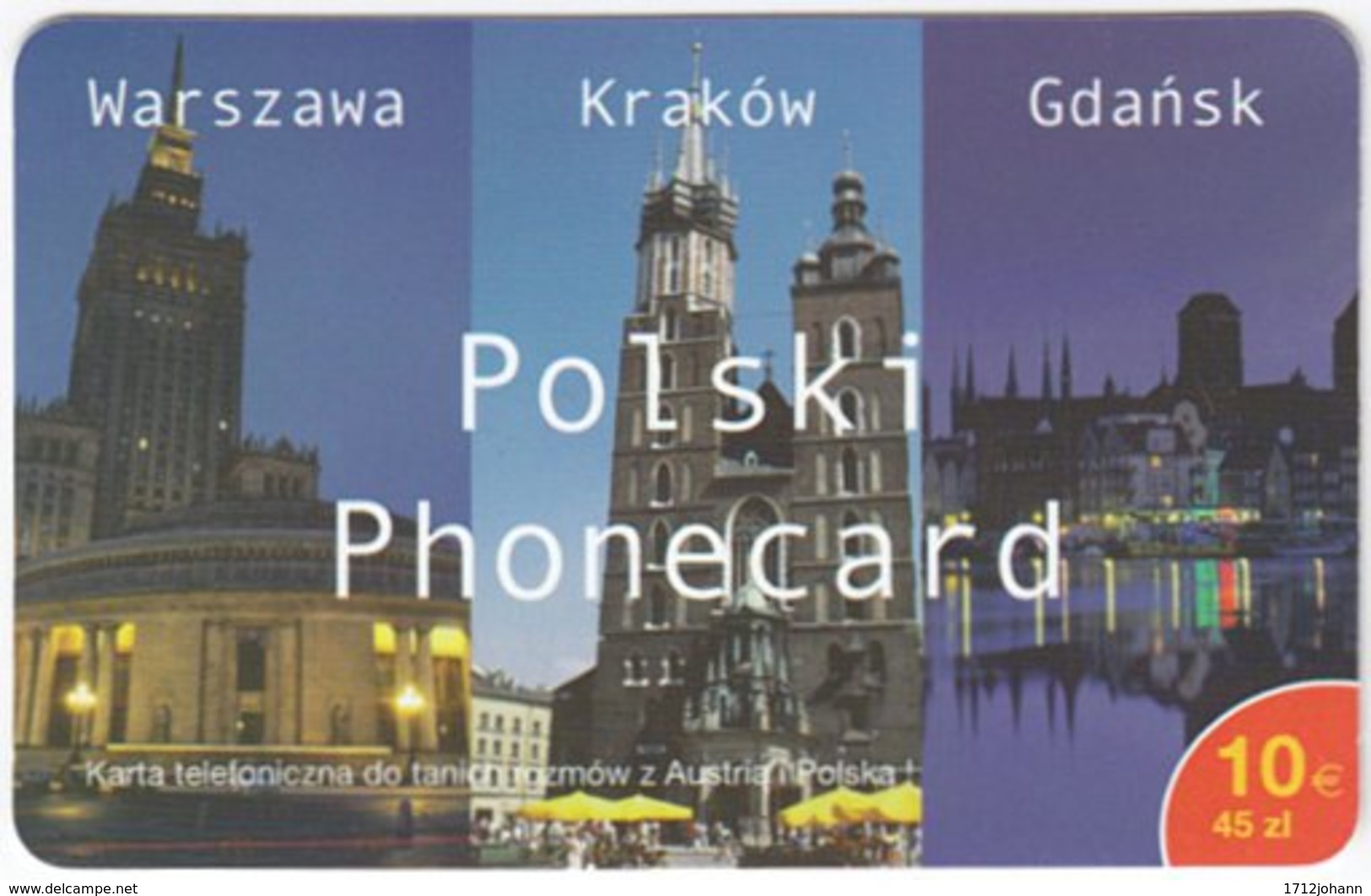 AUSTRIA F-897 Prepaid  - Landmarks Of Poland - Sample - Oesterreich