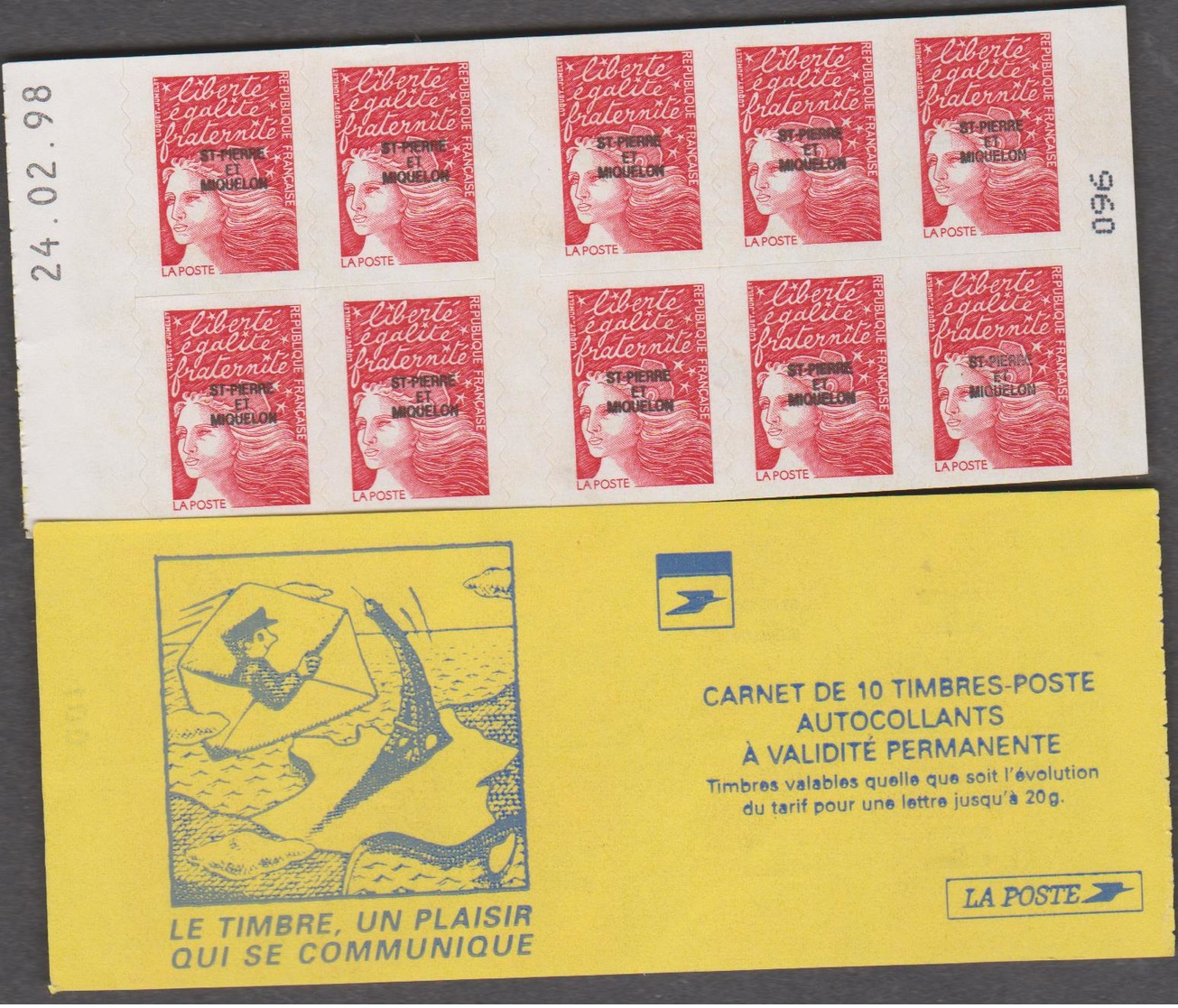 SAINT PIERRE ET MIQUELON 1 Carnet C675  LUQUET 10 T TVP - Daté 24.02.98 (vendu Sous Valeur Faciale 10.50 E) - Carnets