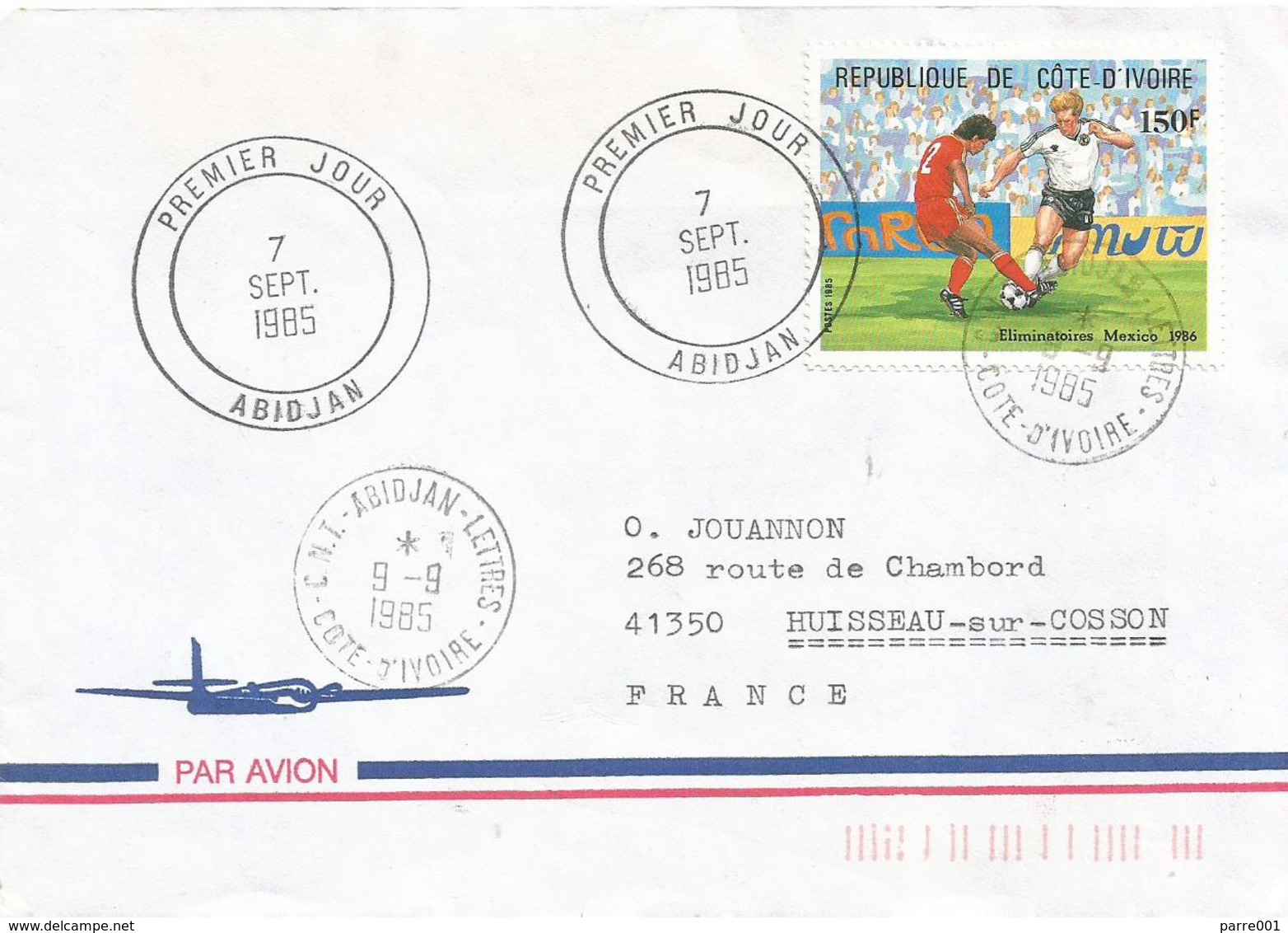 Cote D'Ivoire 1985 Abidjan World Cup Football Mexico German Team FDC Cover - 1986 – Mexico