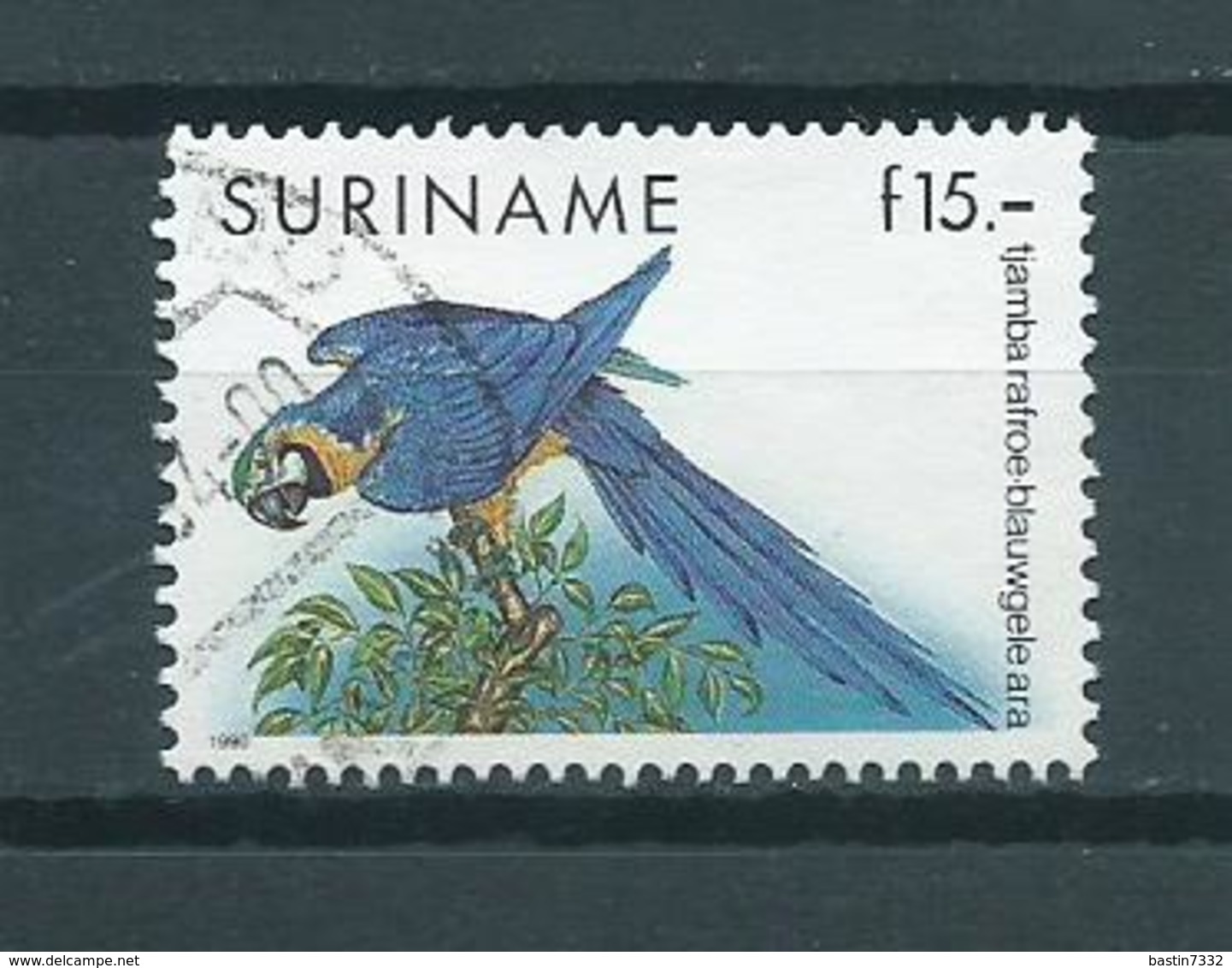 1991 Suriname Birds,oiseaux,vogels,vögel,blauwgele Ara Used/gebruikt/oblitere - Suriname