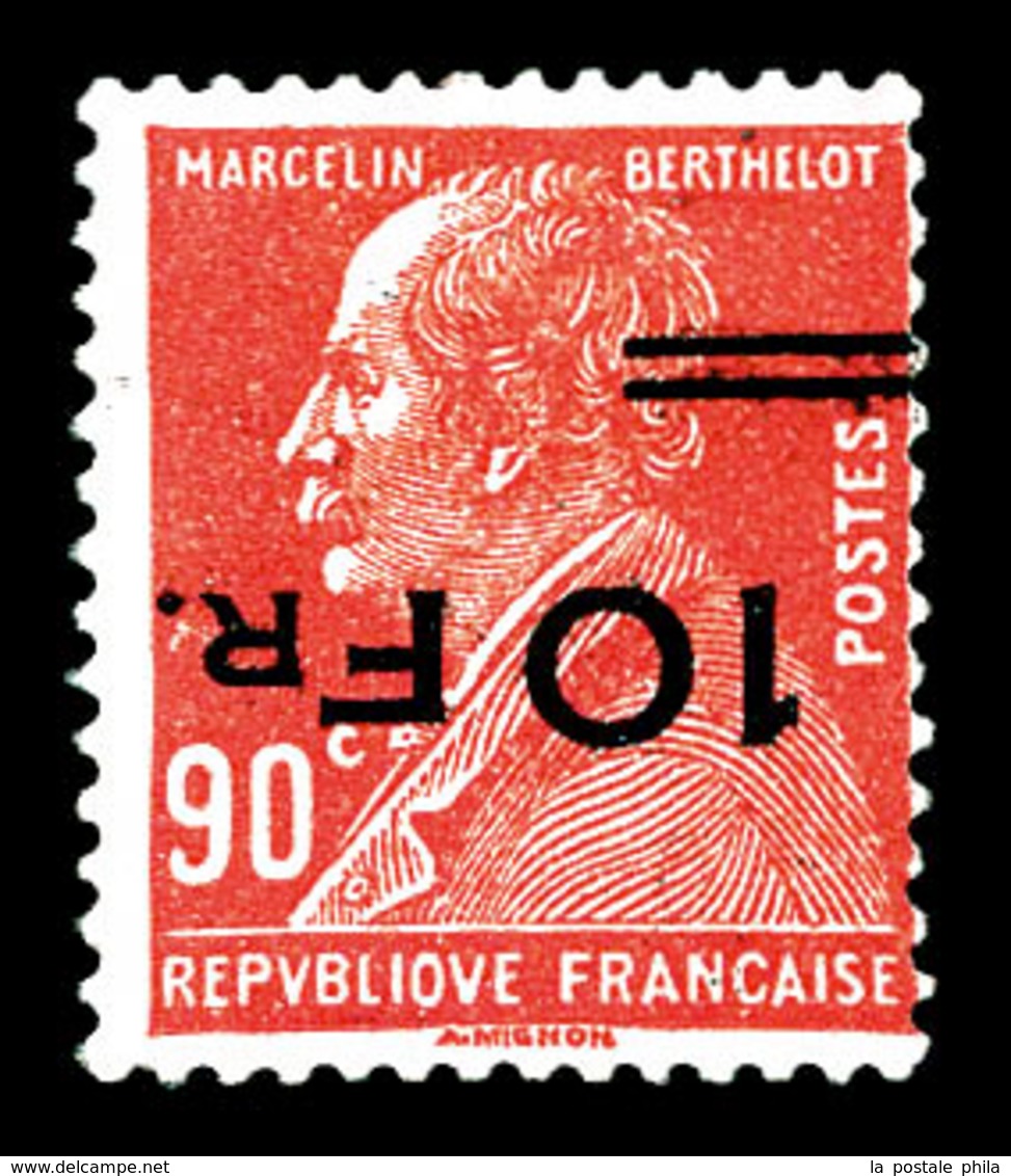 N°3a, Ile De France, Berthelot 10F Sur 90c Rouge, Surcharge Renversée, SUPERBE. R.R.R (signé Brun/certificat)   Qualité: - 1927-1959 Ungebraucht