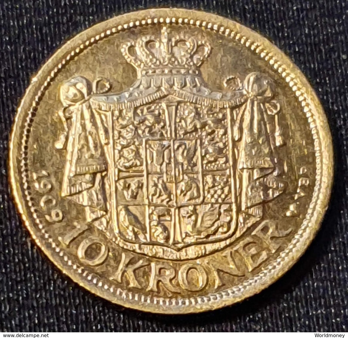 Denmark 10 Kroner 1909.  (gold) - Dinamarca