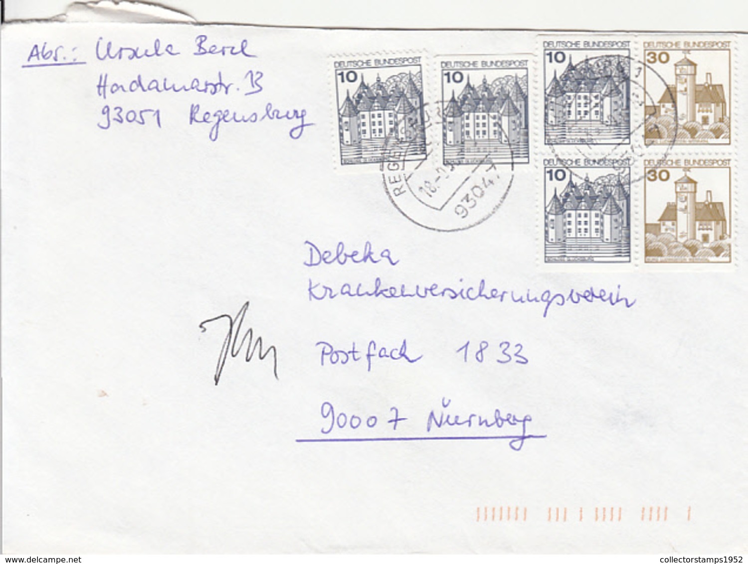 83936- CASTLES, STAMPS ON COVER, 1993, GERMANY - Covers & Documents