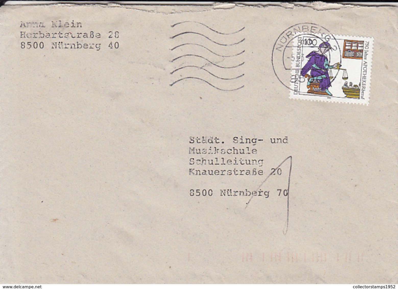 83939- PHARMACY, STAMPS ON COVER, 1991, GERMANY - Storia Postale